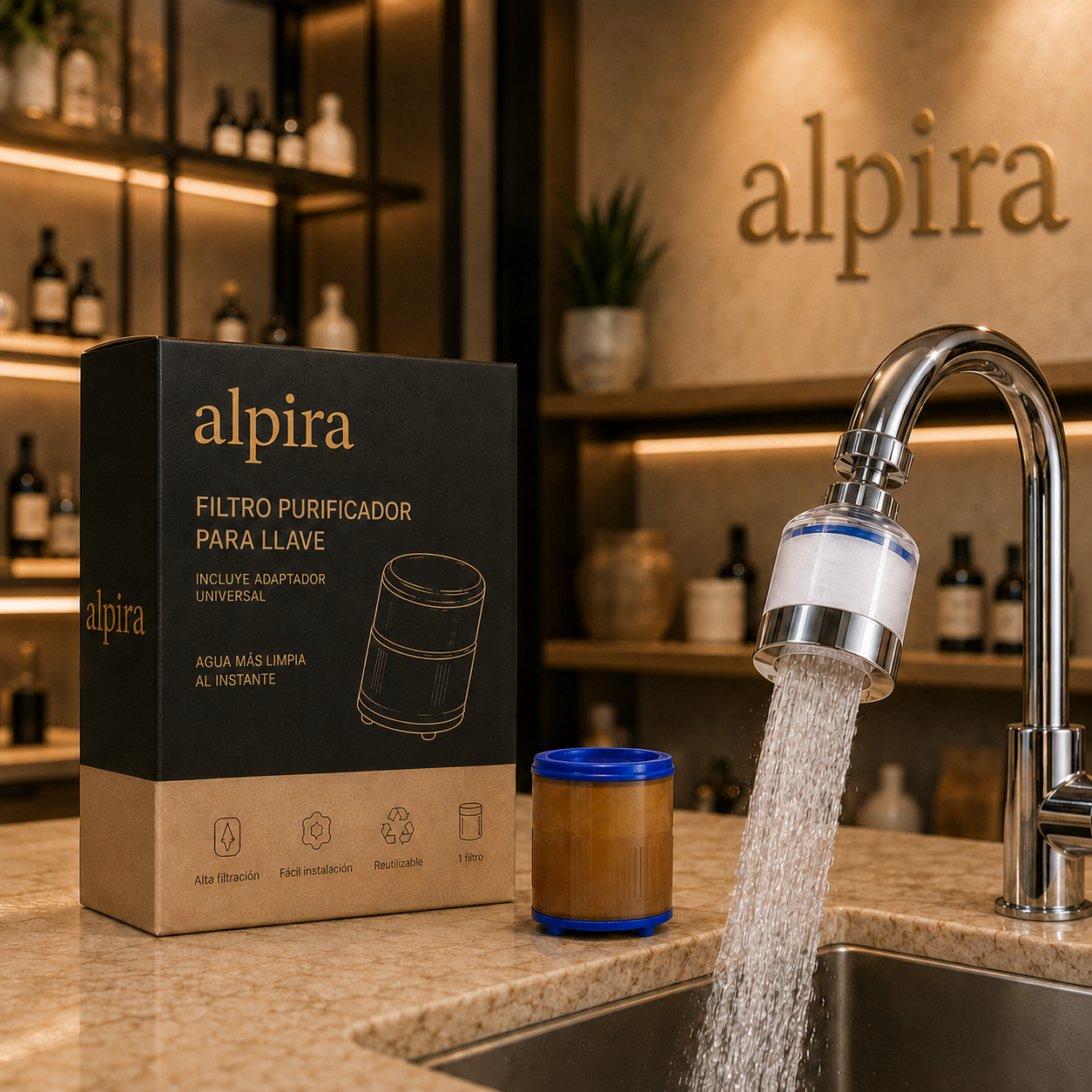 Filtro Purificador de Agua para Llave con Adaptador Universal