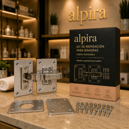 Kit de Reparación y Refuerzo para Bisagras de Muebles en Acero Inoxidable